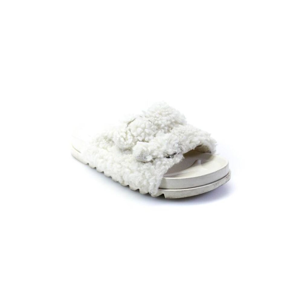 Comfy Studio Womens Faux Shearling Double Buckle Renuar Slides White Size 6US 36